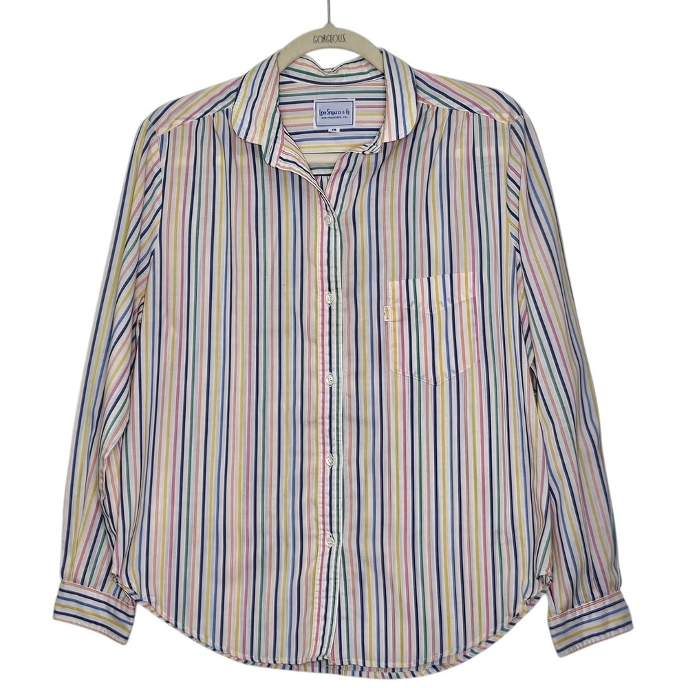 Vintage Y2K Levi Strauss Co Womens Striped Button Up Shirt 16 Multicolor Grandma